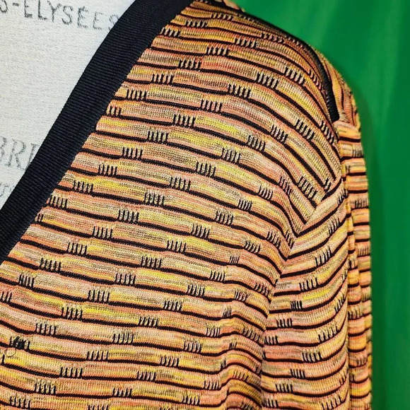 Exclusively Misook Woman Womens Orange Black Cardigan 2X *Pulls* - Picture 3 of 6